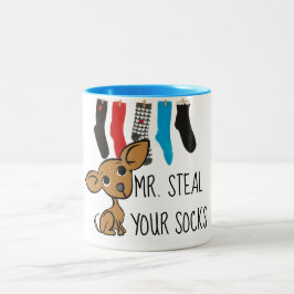 Taza divertida de Sr. Steal Your Socks Chihuahua