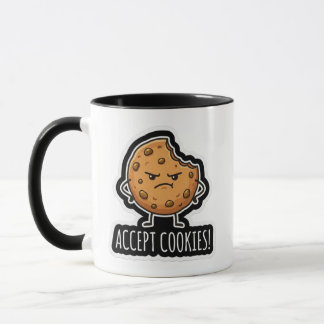 Taza divertida de tecnología con galletas enojadas