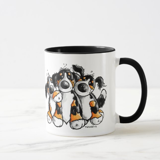 Taza divertida de tres de Bernese perros de (Derecha)
