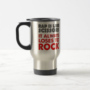 Taza divertida de viaje de rap versus rock paper t