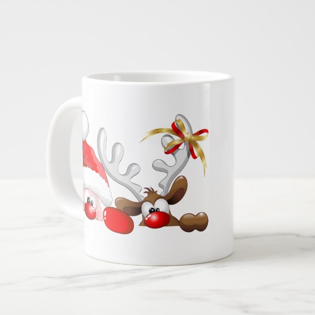 Taza divertida del dibujo animado de Santa y del (Izquierda)
