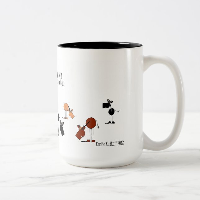 Taza divertida del dibujo animado del caballo y de (Derecha)
