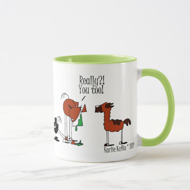 Taza divertida del dibujo animado del caballo y de (Derecha)