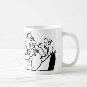 Taza divertida del dibujo animado del dentista