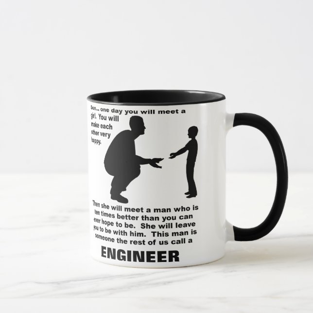 Taza divertida del ingeniero paternal del consejo (Derecha)