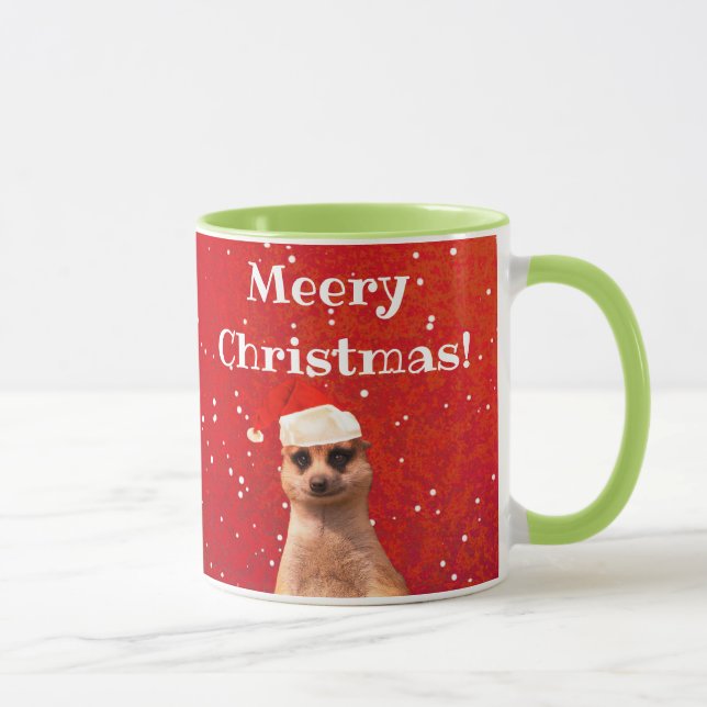 Taza divertida del navidad del navidad de Meerkat (Derecha)