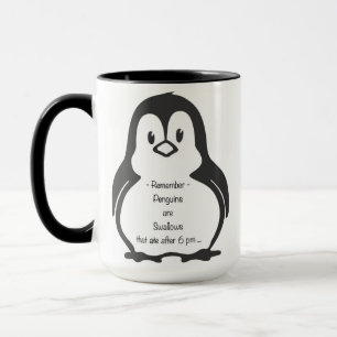 Taza divertida del pingüino de la pérdida de pes