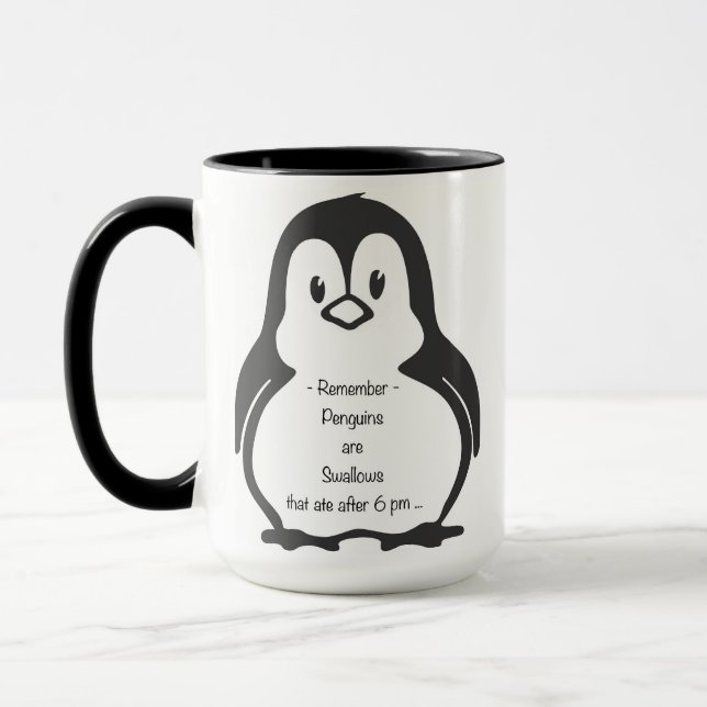 Taza divertida del pingüino de la pérdida de peso (Izquierda)