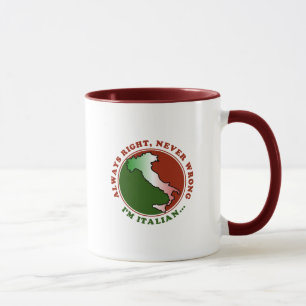 Taza divertida italiana obstinada