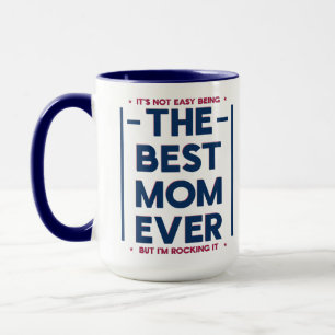 Taza Divertida Mejor Mamá Nunca Cita Moderna Azul Marin