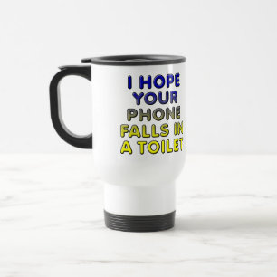 Taza divertida o taza de viaje con teléfono en el 