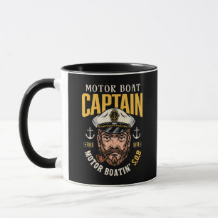 Taza divertida para capitán de lancha motora marin