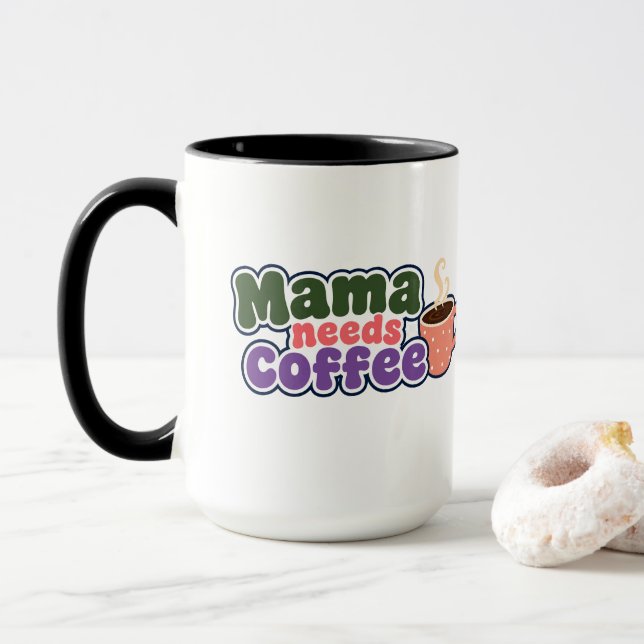 Taza Divertida para Mamá que Necesita Café (Con donut)
