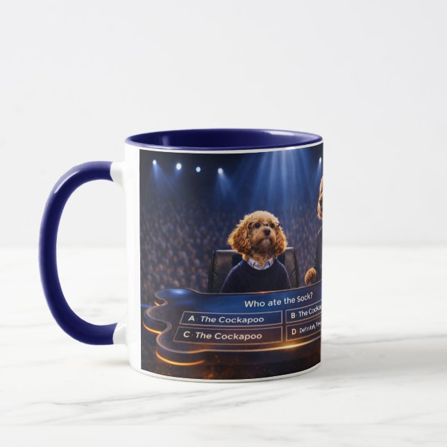 Taza divertida para regalar a un Cockapoo | Quién  (Izquierda)