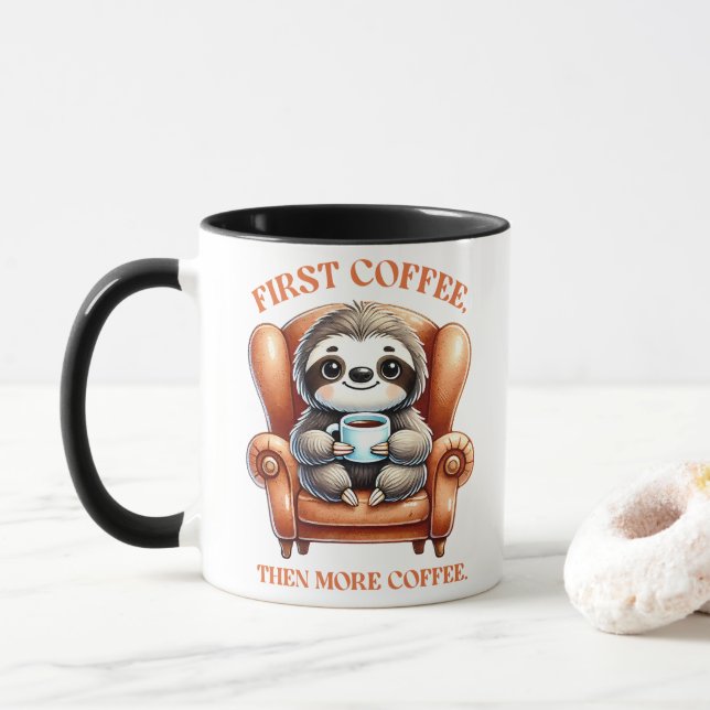 Taza Divertida sublimación de Sloth (Con donut)