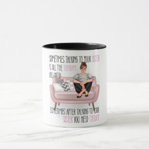 Taza Divertida Terapia Sarcástica Hermana