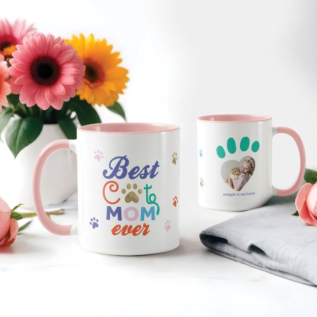 Taza Divertida y divertida foto de la mejor madre del g (Fun Humorous Best Cat Mom Ever Personalized Photo Mug)