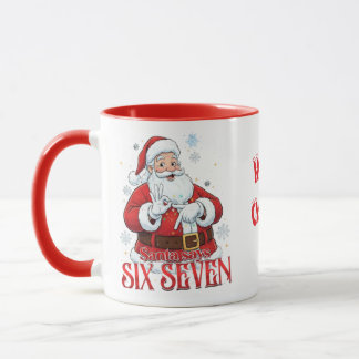 Taza Divertido 67 Meme Santa dice SEIS SIETE para Navid