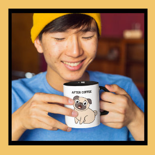 Taza Divertido antes del café después del café Pug Mug