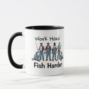 Taza DIVERTIDO Azul/Blanco ''PESCA MÁS DURO''