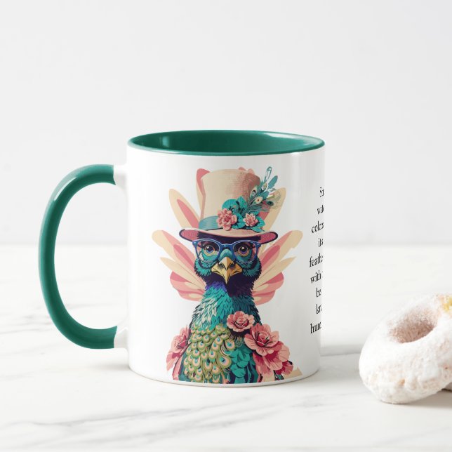 Taza Divertido Consejo De Un Pavo Real (Con donut)