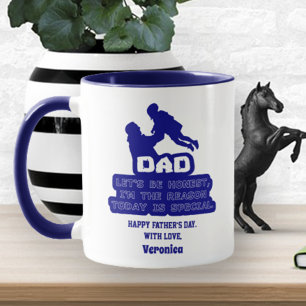 Taza Divertido Día del Padre Nombre personalizado Azul