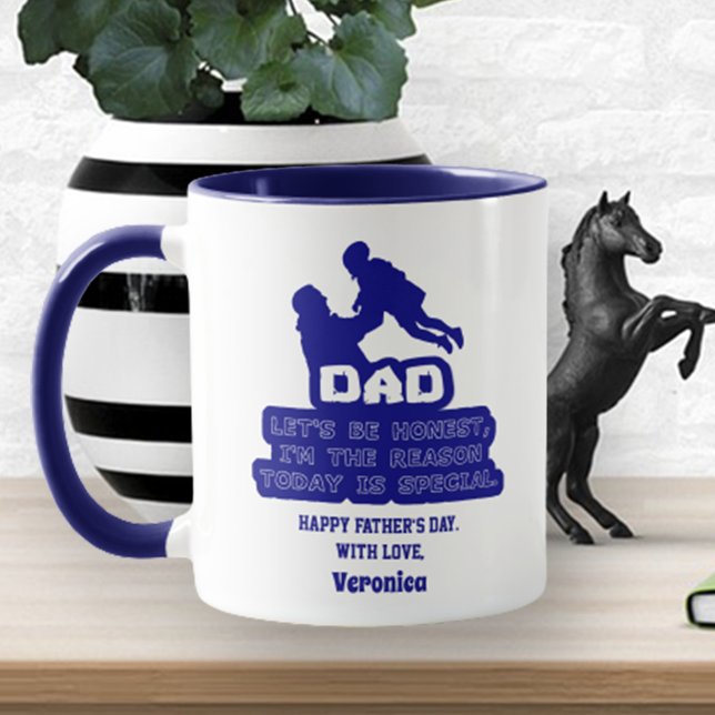 Taza Divertido Día del Padre Nombre personalizado Azul (Subido por el creador)