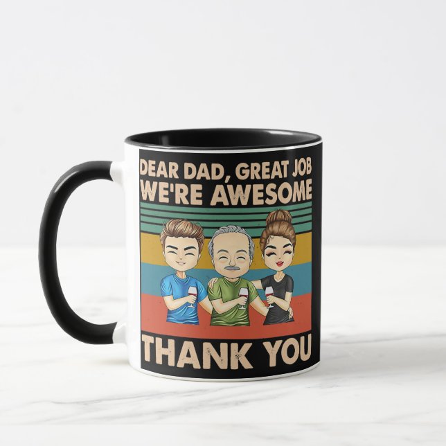 Taza Divertido Día del Padre Querido Padre Gran Trabajo (Izquierda)