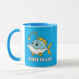 Taza Divertido Esto Es Pez Linterna Lit Pun Cartel Café