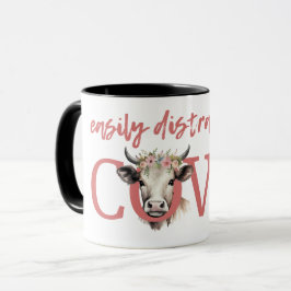 Taza Divertido FÁCILMENTE DISTRAÍDO POR COWS Vintage Fl