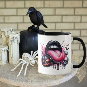 Taza Divertido goteo Lip Halloween Spooky Adulto Tema