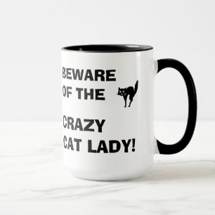 Taza Divertido guárdese de la señora loca Mug del gat