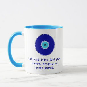 Taza Divertido Inspirador Pixelado Blue Evil Eye Amulet