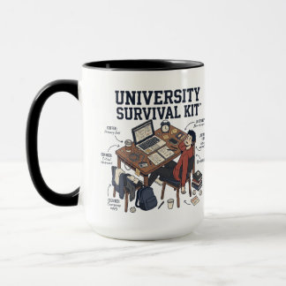 Taza Divertido "Kit de supervivencia universitario" par
