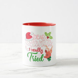 Taza Divertido mensaje de Navidades Querido Papá Noel,