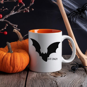 Taza Divertido Minimalista Halloween Murciélago Negro L