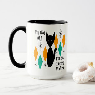 Taza Divertido No Soy Viejo Soy Gato Negro Moderno de M