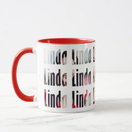 Taza Divertido nombre personalizado "Linda", fondo de 3