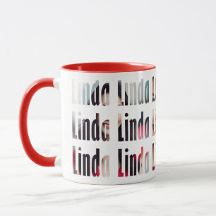 Taza Divertido nombre personalizado "Linda", fondo de 3
