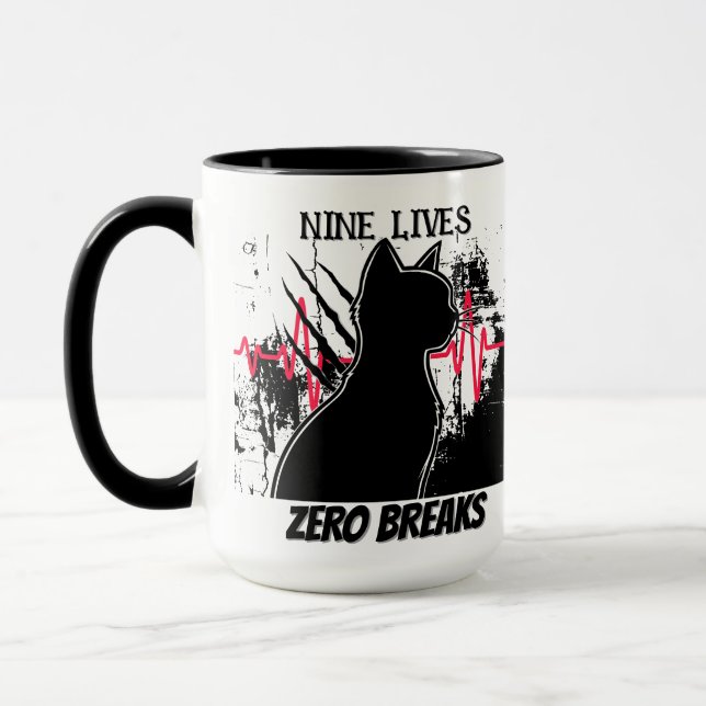 Taza Divertido "Nueve vidas sin roturas" amante del gat (Izquierda)