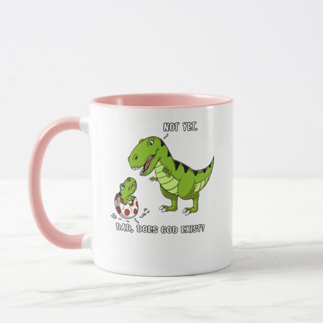 Taza Divertido padre de dinosaurio T-Rex existe Dios at (Izquierda)