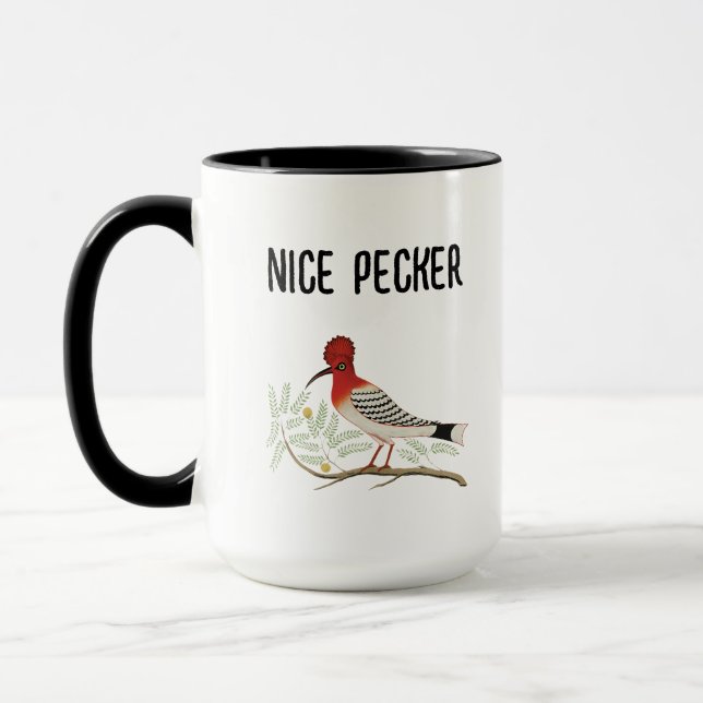 Taza Divertido pájaro carpintero rudo, reloj de pájaro  (Izquierda)