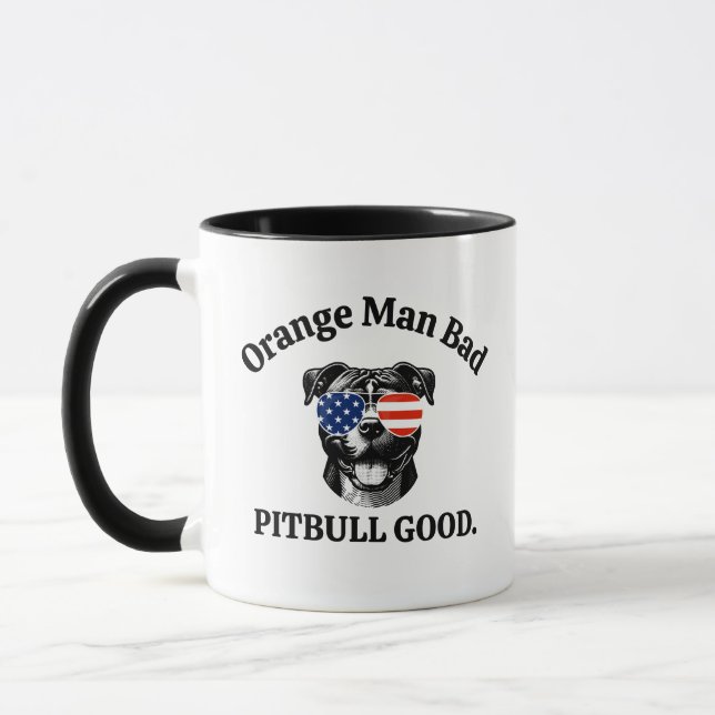 Taza Divertido perro político madre anti Trump Pitbull  (Izquierda)