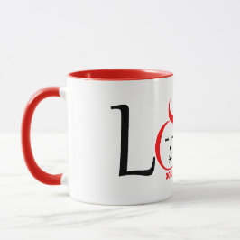 Taza Divertido personaje de diseño de amor con xoxo