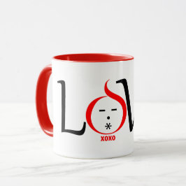 Taza Divertido personaje de diseño de amor con xoxo