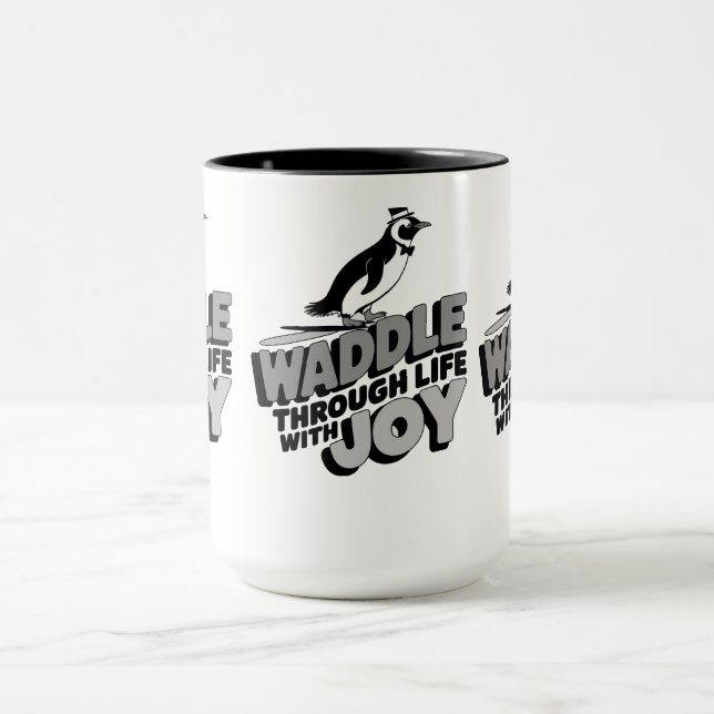 Taza Divertido pingüino Waddle a través de la vida con  (Centro)