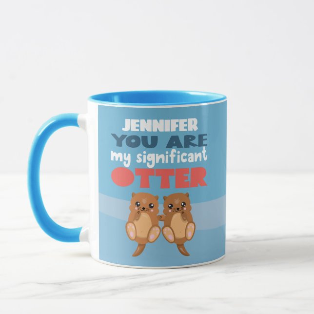 Taza Divertido romántico significativo OTTER word pun p (Izquierda)