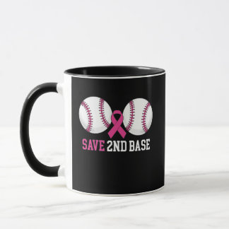 Taza Divertido Salva la 2da Base Béisbol Cáncer de Seno