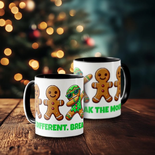 Taza Divertido ser diferente romper el pan de jengibre (Dabbing Gingerbread Man Two-Tone Mugs Cover Photo)