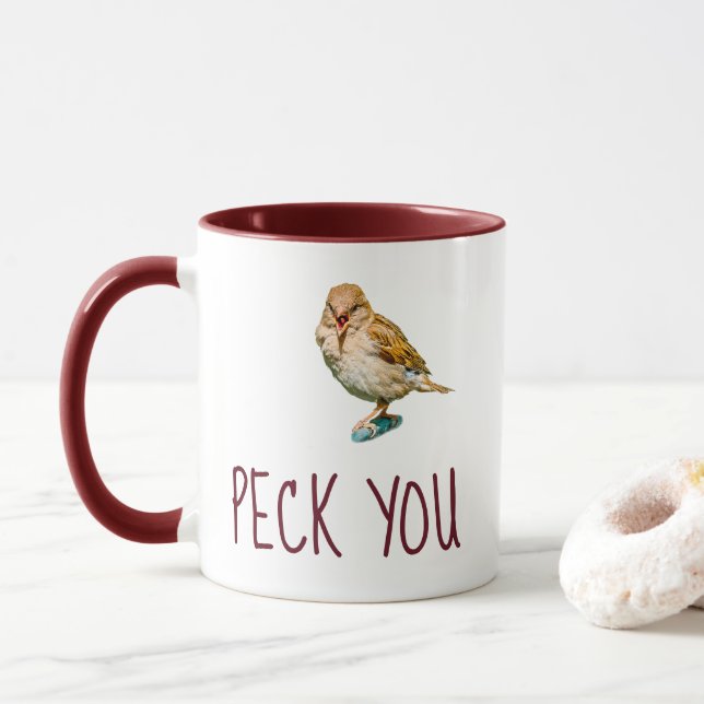 Taza Divertido Sparrow - Peck You (Con donut)